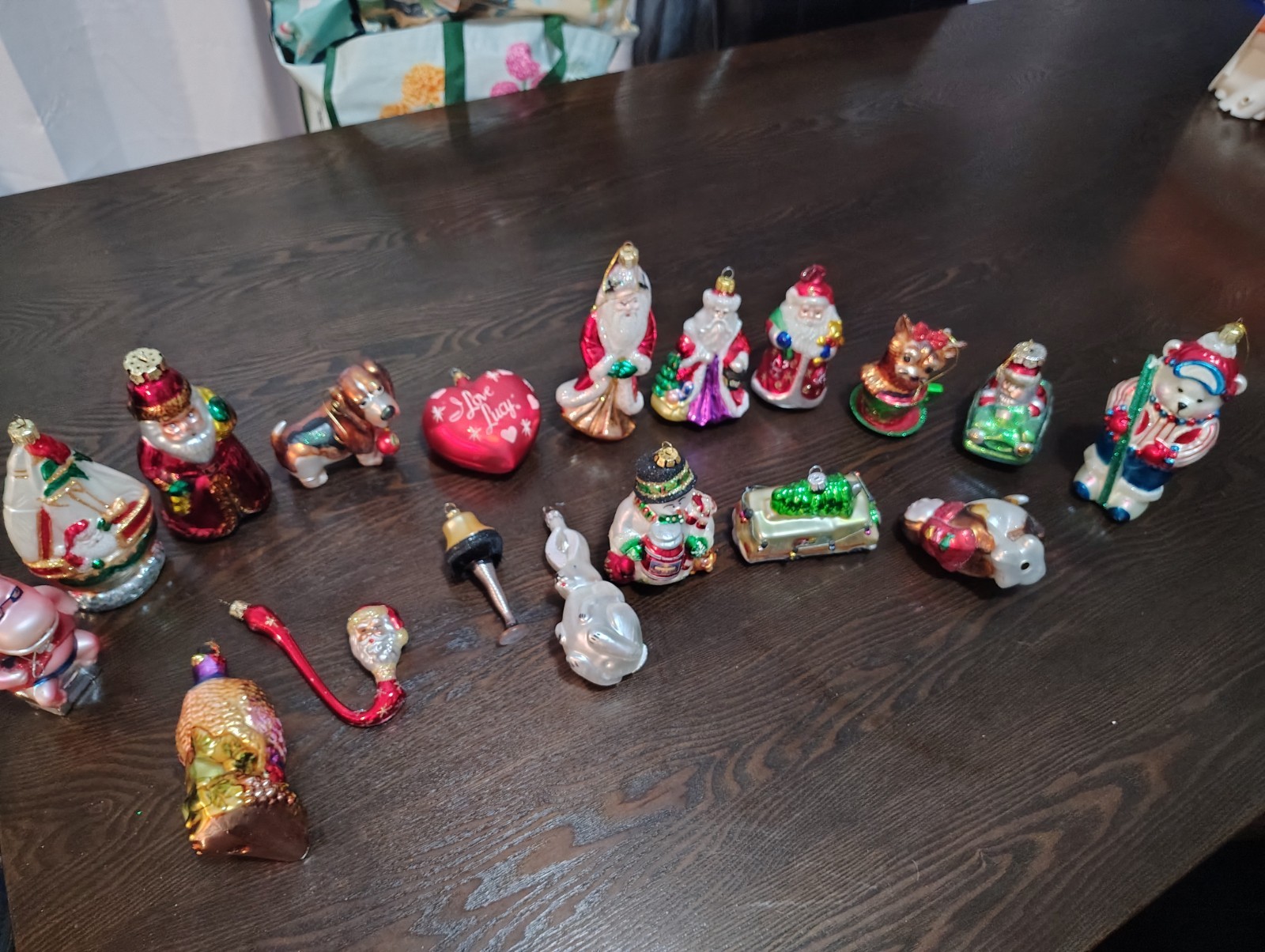 Vintage Lot Of Old World Style Hand Blown Glass Christmas Holiday Tree Ornaments