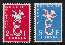 Belgium Dove Birds Europa 2v 1958 MNH SG#1659-1660