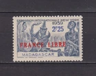 MADAGASCAR .N ° 238 . 2 F 25 FRANCE LIBRE NEW ** . SUPERB .