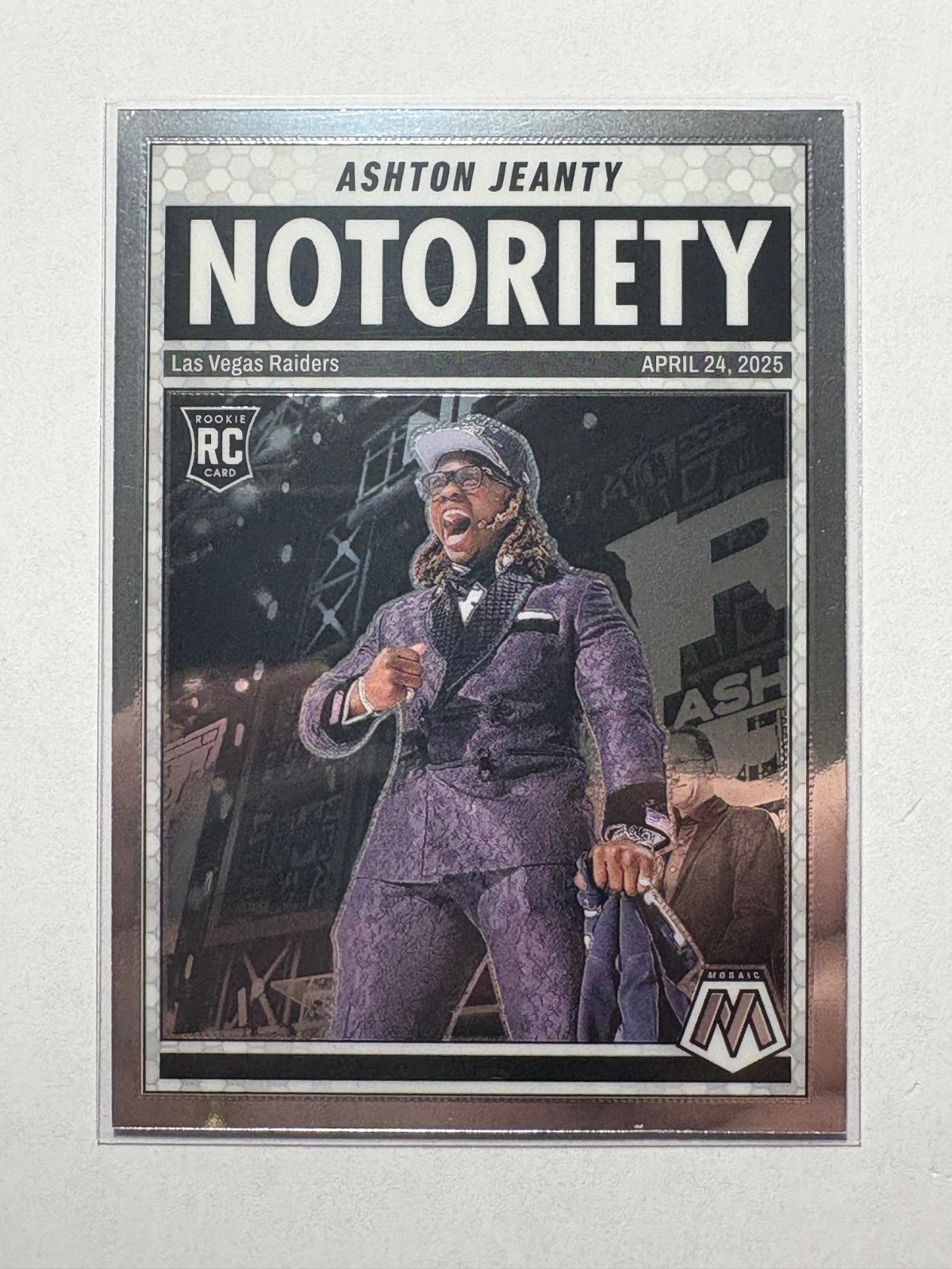 Ashton Jeanty 2025 Panini Mosaic Rookie Notoriety Las Vegas Raiders