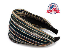 Black Lace Boho Wide Headband for Women - Thick Hair Accessories