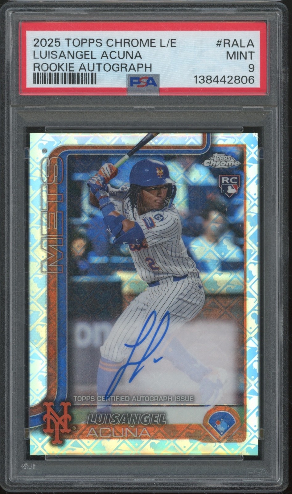 2025 Topps Chrome Logo Edition Luisangel Acuna Auto RC Rookie Mint PSA 9