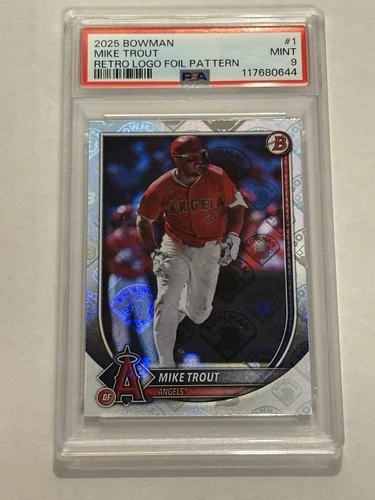 2025 Bowman Mike Trout PSA 9 #1 Retro Logo Foil SP Angels