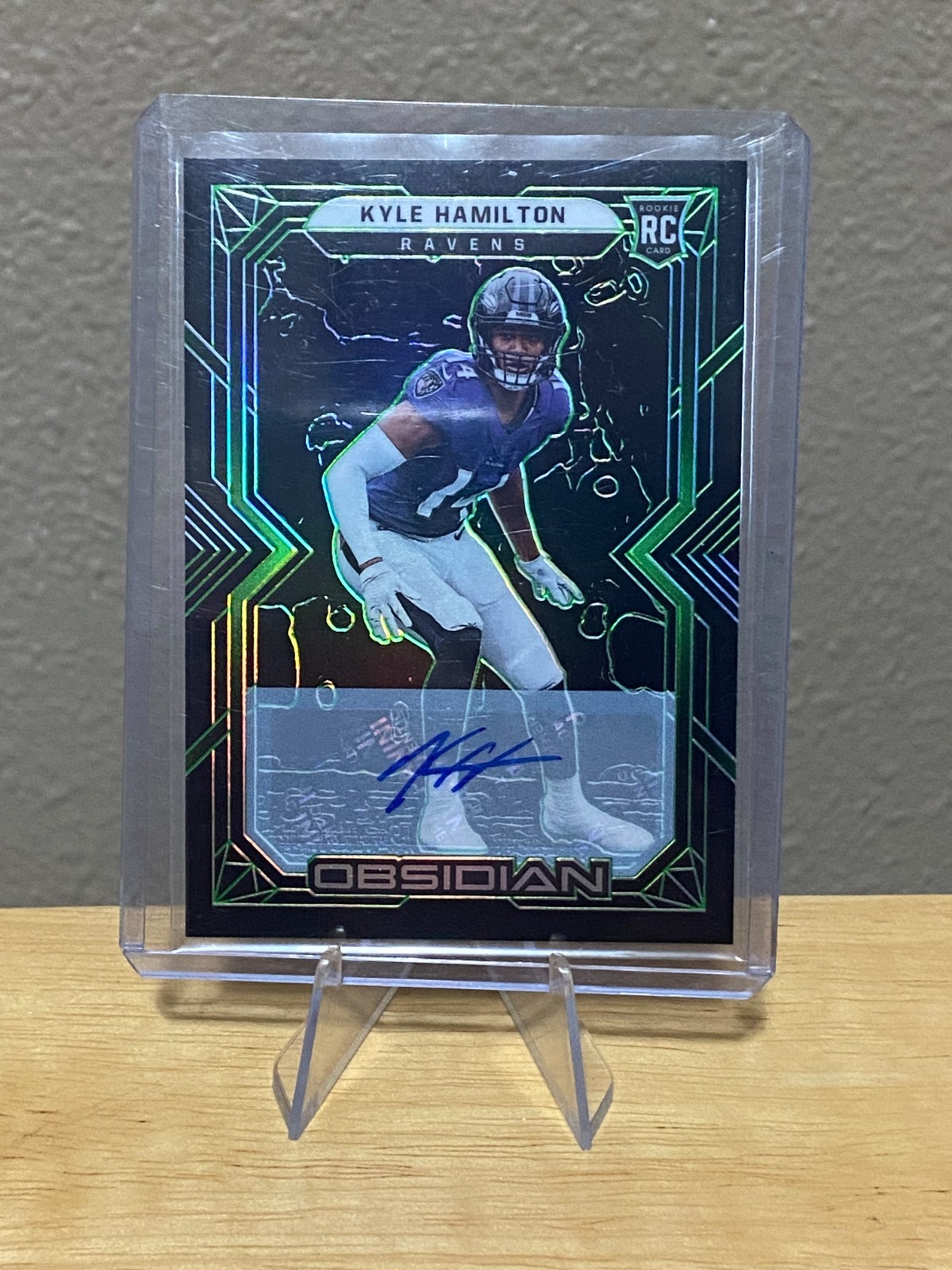 2022 KYLE HAMILTON PANINI OBSIDIAN ROOKIE AUTO GREEN ELECTRIC ETCH #132 CARD /50