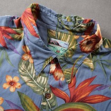 Vintage Reyn Spooner Rayon Hibiscus Bird Paradise Tropical Floral Men XL Retro