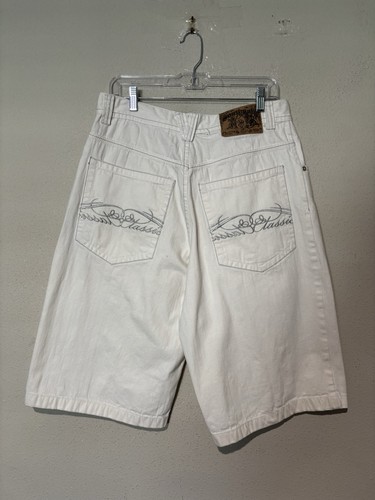 Pantalones Cortos De Colección Southpole Blanco Jean Para Hombre Talla 33 Pantalones Cortos Y2K holgados Bordados Bb9