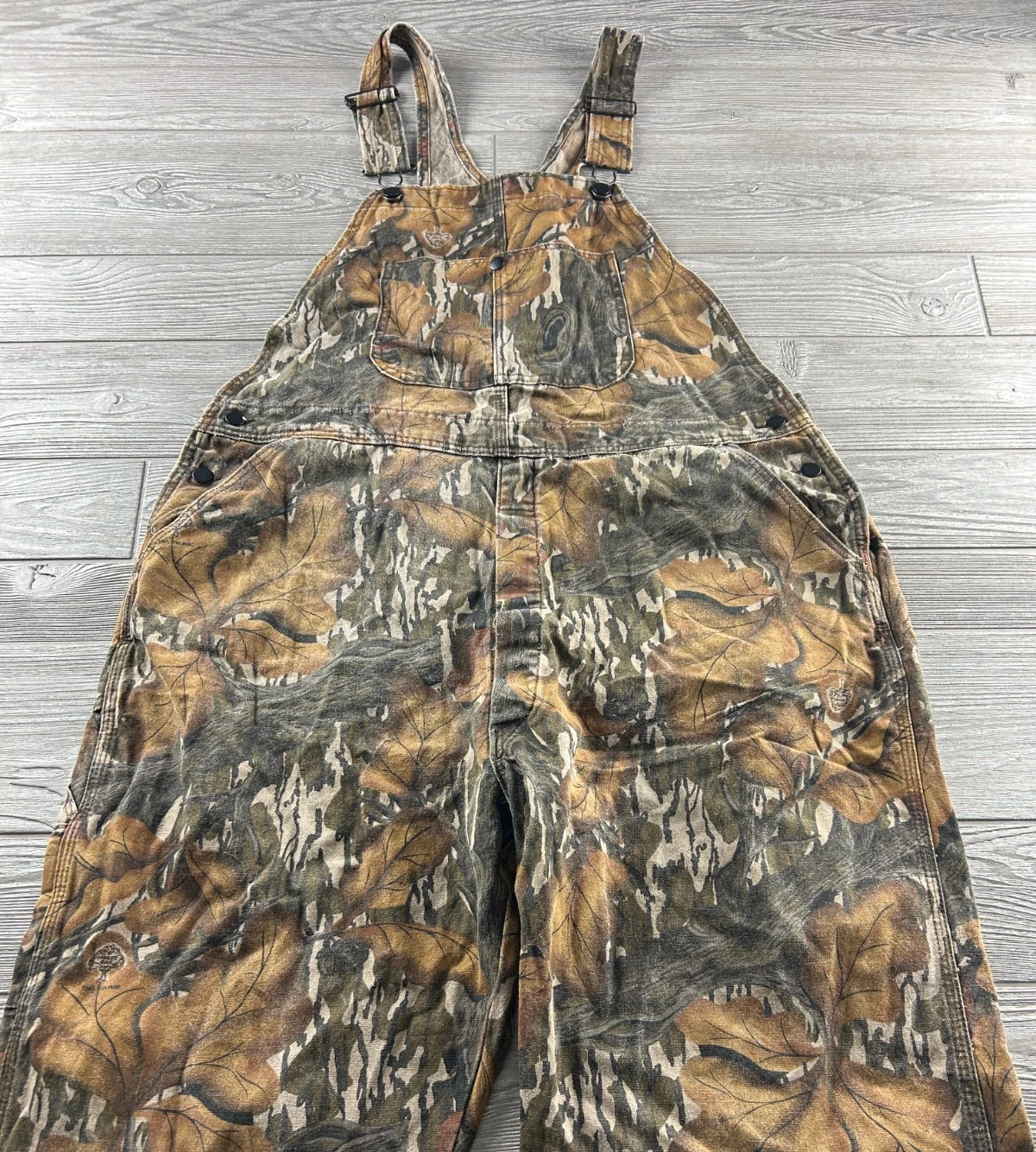 Mossy Oak Bib Overalls Hunting Outdoor Mens Long Camo Mossy Oak 80s