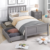 Wooden Pine Divan Storage Bed with Drawers 3ft Single, 196x100x82 cm, Gray