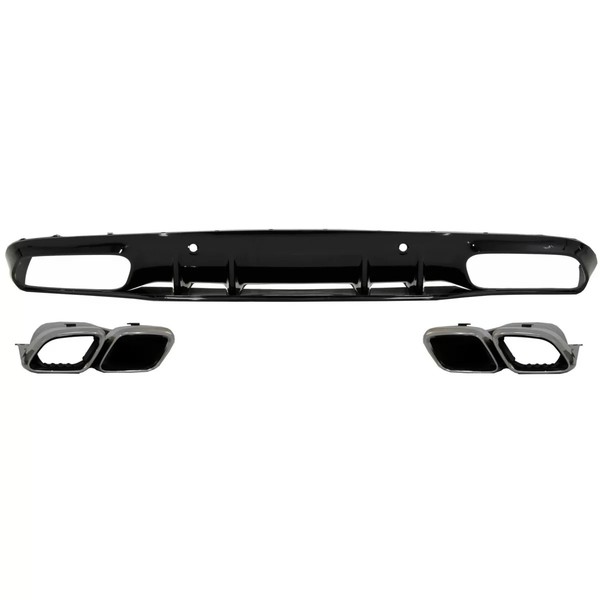 StoßStange Diffusor FüR Mercedes C C205 A205 14-19 Endrohre Facelift C63S Look-image