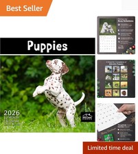 Cute Puppies 2026 Wall Calendar: Thick Paper  Generous Writing Space
