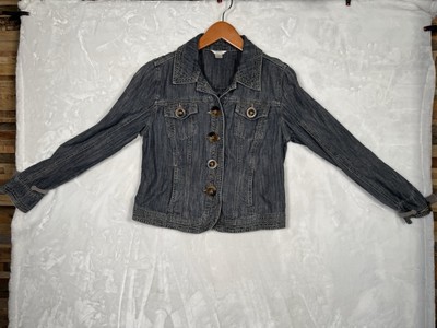Christopher & Banks Stone Washed Denim Jean Jacket Size M Big Buttons