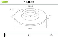 2X Valeo Bremsscheibe 186835 FüR Vw Passat B5 3B3 Variant 3B6 3B5 3B2 Syncro Tdi