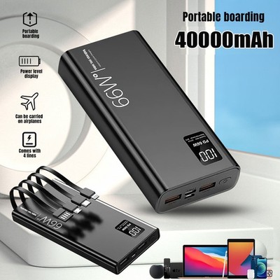 40000mAh Fast Charging Power Bank 66W External Battery Backup Charger Universal