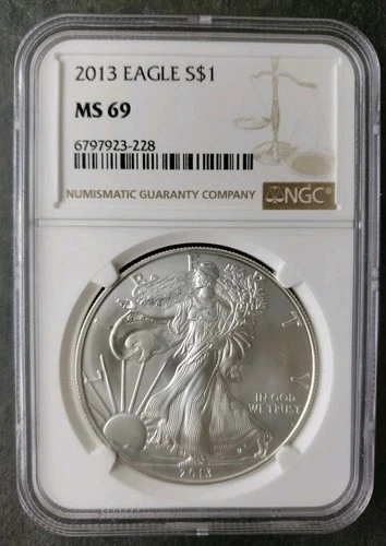 2013 $1 American Silver Eagle Dollar NGC MS69