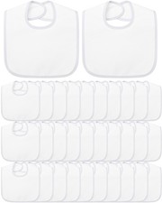30 Pcs White Bibs for Baby 2 Ply Waterproof Absorbent White Bibs Bulk for DIY...