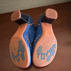 John Fluvog Women’s Blue Leather Mary Jane Block Heels Buckle Straps Round Toe — photo 3