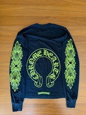 Chrome Hearts Black/Neon Green Horseshoe Long Sleeve Size S Brand New