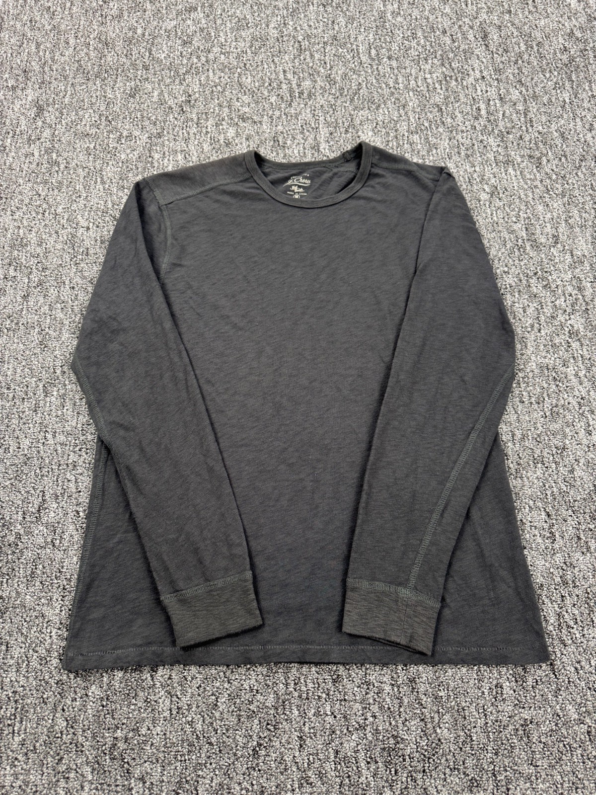 J Crew Shirt Men Medium Knit Goods Charcoal Gray Long Sleeve Slim Fit Crewneck