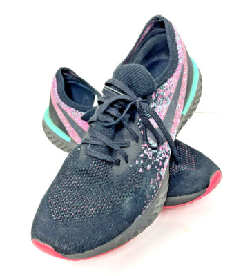 Nike Epic React Flyknit Mens 11 Sneakers Shoes BV1572-001 Black Pink Green 90'S
