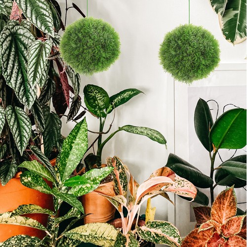 2 Pcs Plastic Artificial Grass Ball Greenery Balls Ceiling Plant - 第 3/12 張圖片
