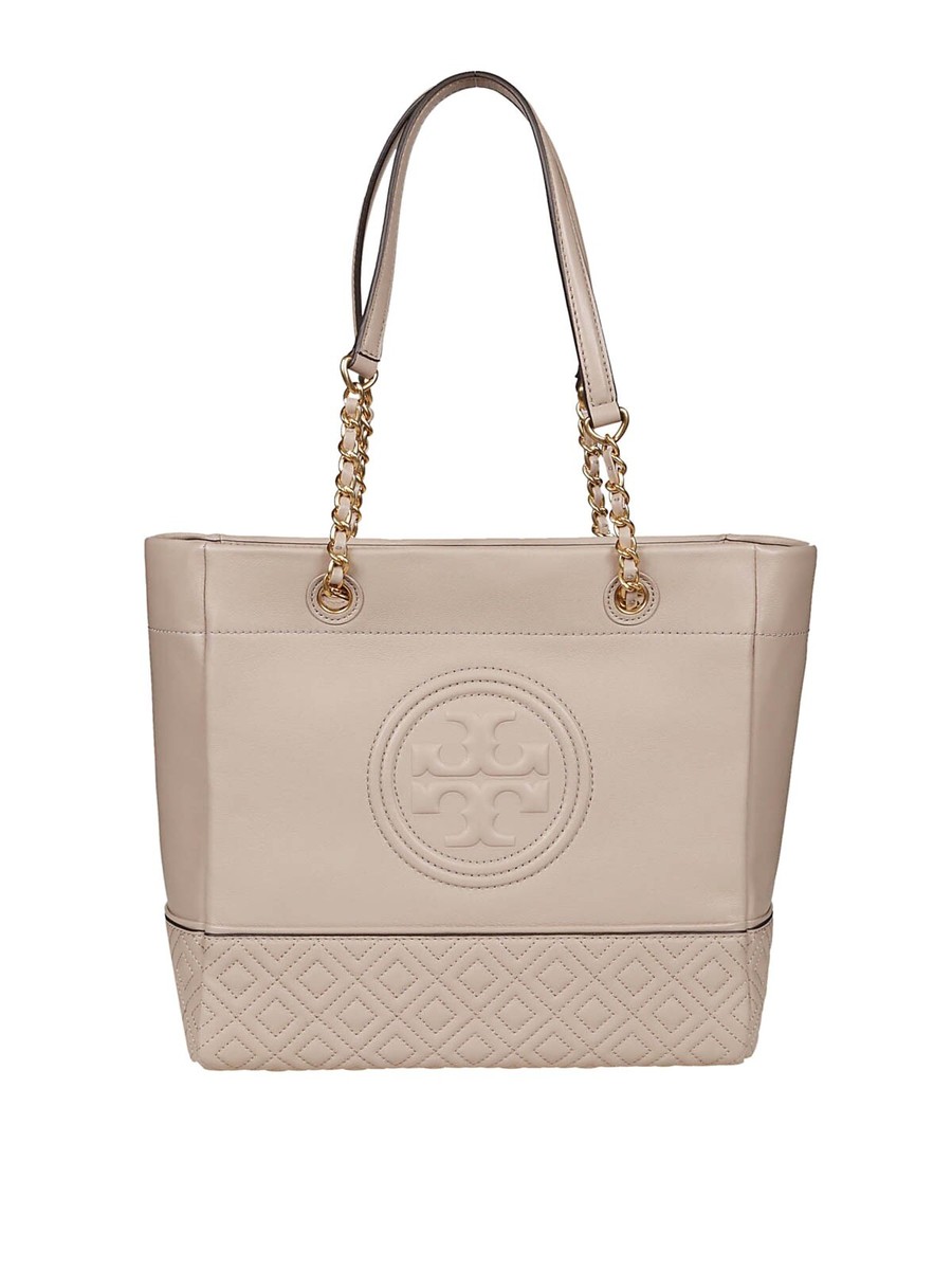 Tory Burch Fleming Light Taupe Leather Tote Bag | eBay TORY BURCH 