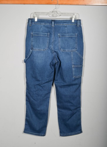 Edgely Medium Wash Slim Straight High Rise Carpenter Cargo Ankle Jeans Sz 12 - Picture 4 of 4