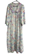 Vintage Carole Floral Pastel Long Nightgown With Peter Pan Collar 3/4 Sleeves