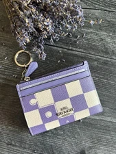 COACH CR825 Mini Skinny Id Case Checkerboard Print Coated Canvas & Leather
