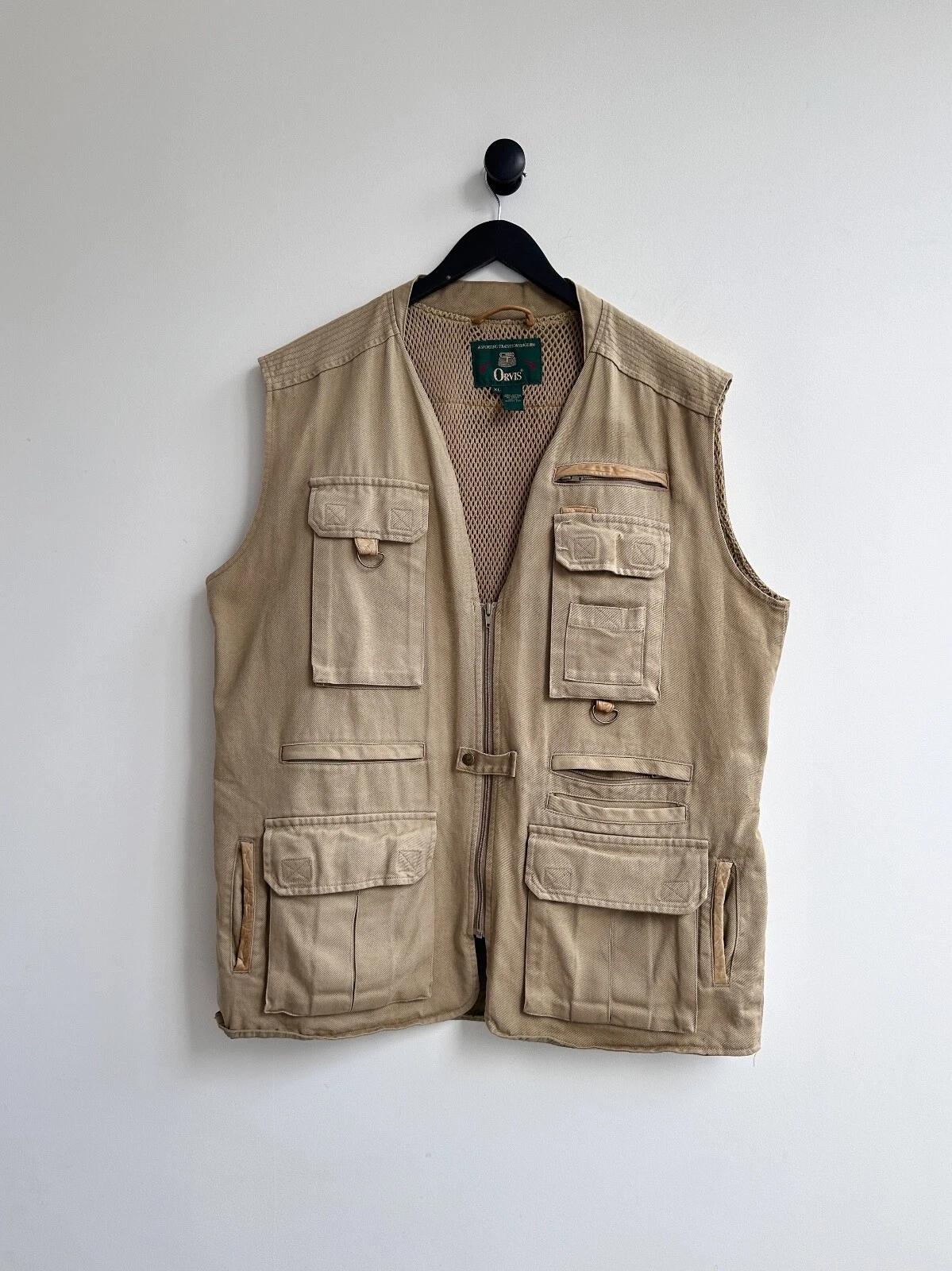Vintage Orvis Outdoor Vest Gilet Jacket Size XL Mens Beige