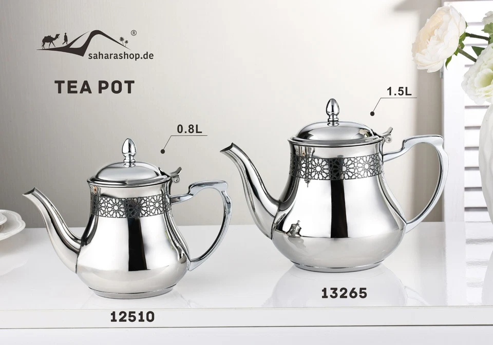 Orientalische Teekanne Caykanne Berrad Sahara 0,8 L Edelstahl Induktion geeignet - Bild 3 von 4