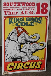 Vintage King Bros Cole Circus Window Card/Poster Aug 18 Southwood