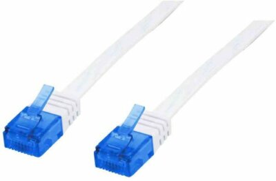 15m CAT.5e Flachbandkabel Gigabit LAN Patchkabel RJ45 CAT5 weiß Flach Band Kabel