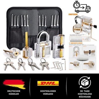 Edelstahl Lockpicking Set für Einsteiger - 26 Teile und praktische Tragetasche