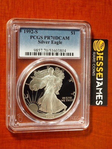 1992 S PROOF SILVER EAGLE PCGS PR70 DCAM CLASSIC BLUE LABEL