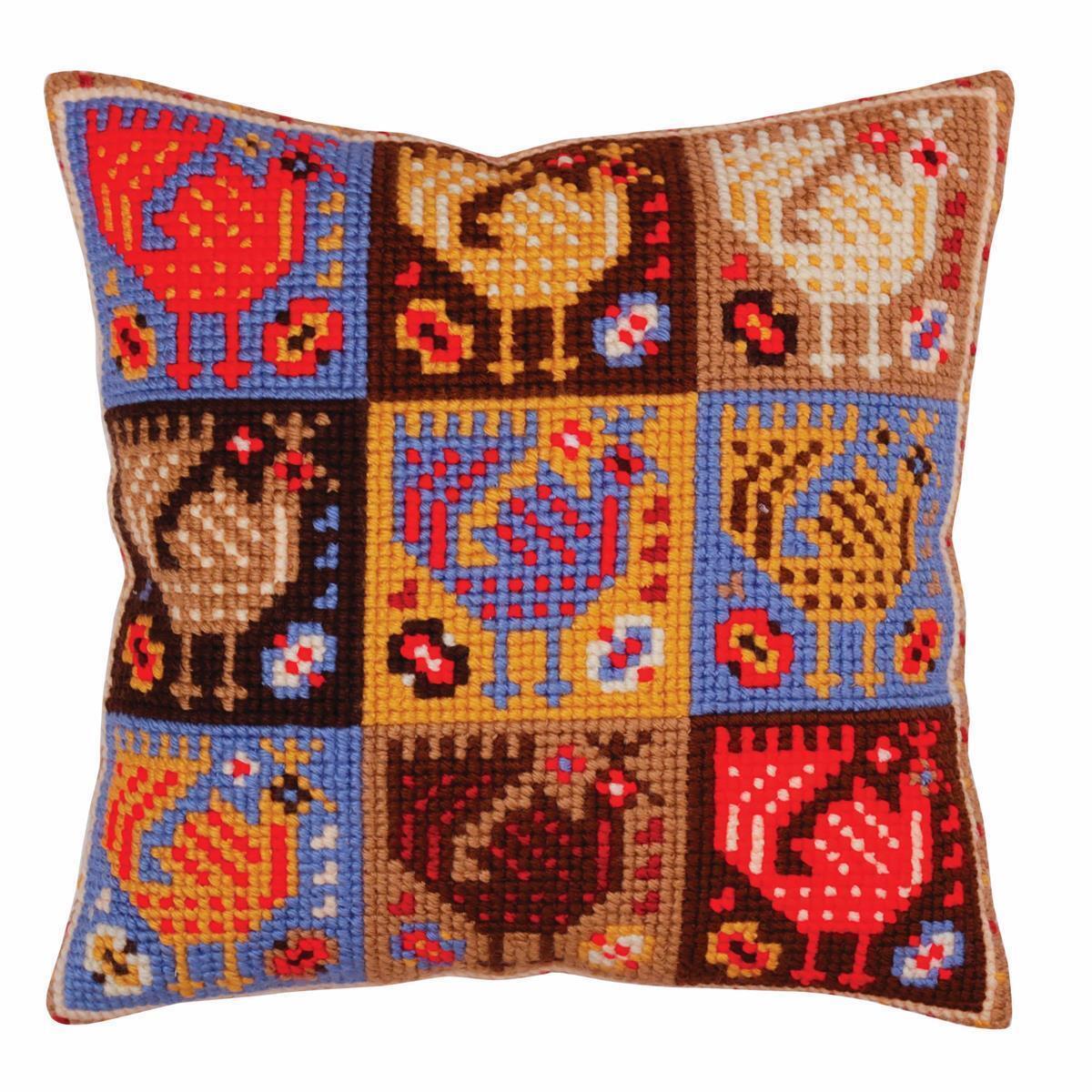 CdA stamped cross stitch kit cushion ""Ornament - birds"" 5367, 40x40cm, DIY
