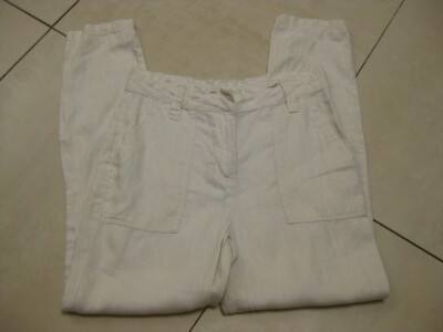 NEXT LEINENHOSE 12 LONG TAPER LEG Sommer Cargo Baumwolle cool 100% Leinen creme