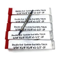 5pcs 1/16" double end Solid Carbide End Mill Tialn Coated 2 flute 1006-TDE-116F2