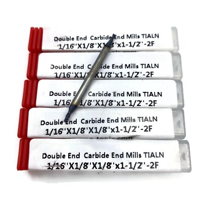 5pcs 1/16'' double end Solid Carbide End Mill Tialn Coated 2 flute 1006-TDE-116F2