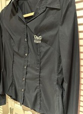 $795 Dolce & Gabbana Women's Blue Long Sleeve Stretch Staff Top Dress Shirt 42