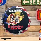 New Vintage Bbudweiser "Salutes U.S. Marines" Beer Metal Mancave Bar Pub Sign