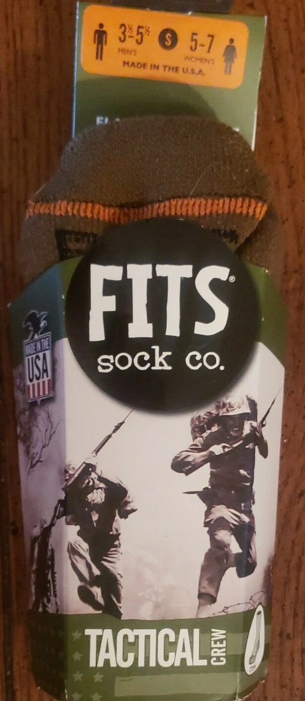 FITS Sock Co. Tactical Crew Hiking Socks Merino Wool Small Solid Coyote Brown