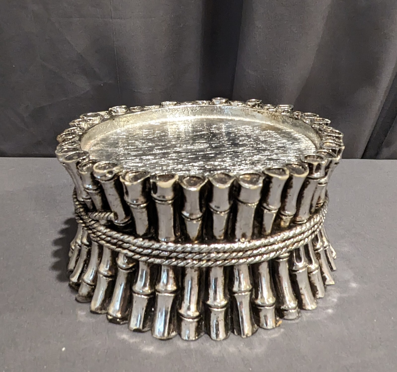 HomeWorx by Harry Slatkin Resin Pedestal Stand Candle Holder Silver Bamboo 7" eBay