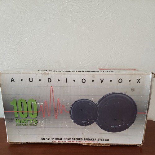 AUDIOVOX Car Speaker Set SC12 6 INCH STEREO SPEAKER. NIB W/wires And Hardware