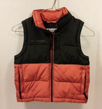 Columbia Puffer Youth Vest Orange Black Zipper Front Size 4/5