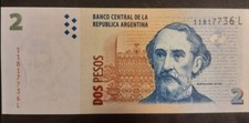 Argentina 2 Pesos; P - 352, Series L; Signature variety ; 2002; UNC