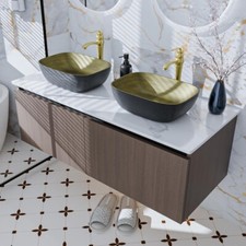 Badmöbel Set Waschtisch mit Unterschrank/Waschbecken/ Wasserhahn Waschplatz 80cm