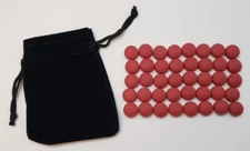 Set of 40 MATTE RED Pente Glass Stone Game Playing Piece part replacement NEW