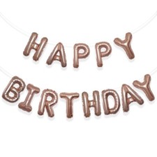16 inch Happy Birthday Banner Foil Balloon Letter Balloons Rose Gold New Sealed