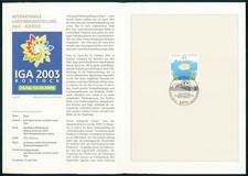BRD SAMMELBLATT 2003/22 FLORA ROSTOCK IGA GARTENBAU-AUSSTELLUNG