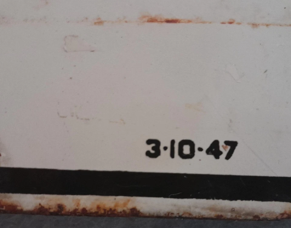 LETRERO de porcelana Texas Fire Chief gasolina fecha 1947 18 x 12 vintage Foto 2 de 4